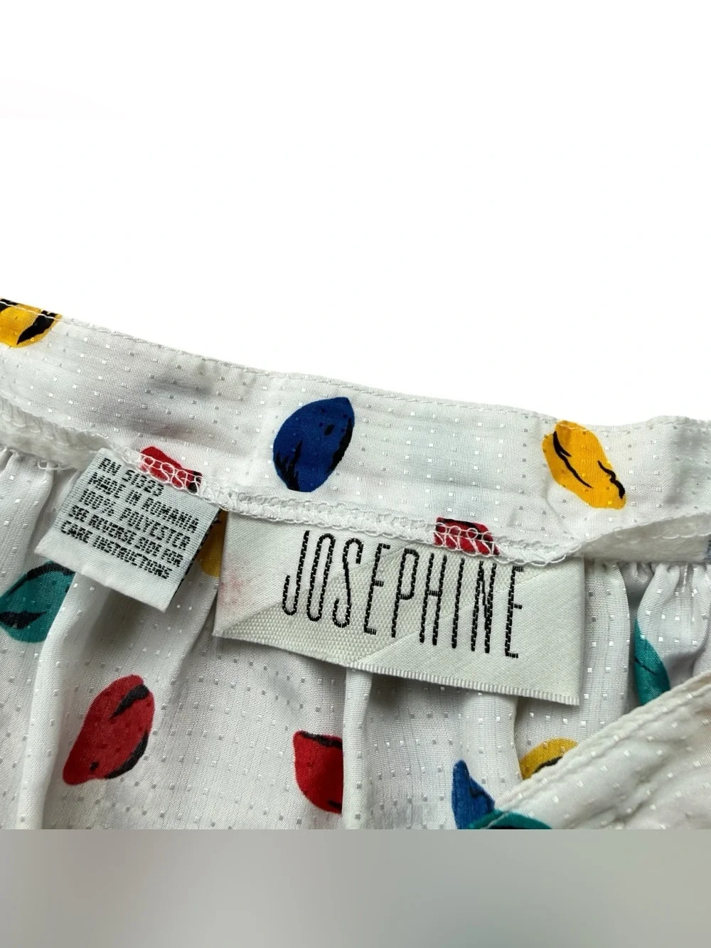 Vintage Y2K Josephine White Confetti Print Midi Skirt Cottagecore Grandma Chic M